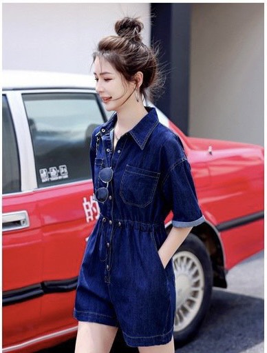 JUMSUIT JEAN ĐÙI TRỄ VAI TAY LOE